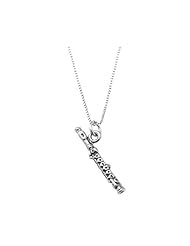 Sterling Silver 3 Dimensional Medium Flute Instrument Necklace