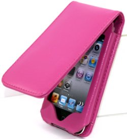AIO H PINK FLIP LEATHER CASE POUCH FOR IPOD TOUCH 4 4G