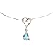 EXP Sterling Silver Pear Shaped Sky Blue Topaz Pendant Necklace with Heart Link