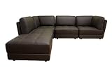 Baxton Studio Lucia 5-Piece Brown Leather Sectional Sofa