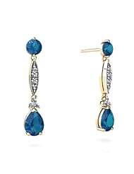 Genuine London Blue Topaz 14kt Yellow Gold Dangle Drop Earrings