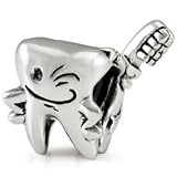 Happy Tooth and Brush 925 Solid Sterling Silver Authentic Ohm Bead fits European Charm Bracelet