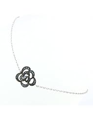 14K Gold Diamond 7" Bracelet 0.13ct Round Brilliant Blue Diamond Flower Bracelets (G-H, SI1)