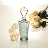 BLUE ETCHED CRYSTAL PERFUME BOTTLE WITH STOPPER