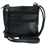 Embassy Genuine Leather Purse 2 Zippered Main Compartments Adjustable Removable Shoulder Strap