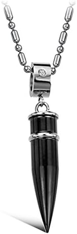 Loyallove Mens Titanium Steel Bullet Diamond Pendant Black Length 42mm*9mm