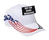 OUT ON GOOD BEHAVIOR Adult USA Flag Racing Flame Hat / Cap