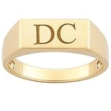 Mens Engraved Rectangle Signet Ring - Personalized Jewelry