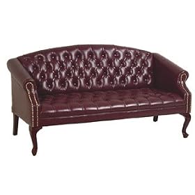 Queen Anne Traditional Ox Blood Love Sofa