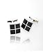 Four Ebony Squares w/Polished Silver Border Premium Cufflinks