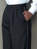 Womens Tuxedo Trouser - Polyester, Double Pleated, Straight Waist