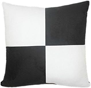 Yoovimin ® 2pc Suede Chamois Lattice Color Cotton Decorative Pillowcase Cushion Cover for Sofa Throw Pillow Case Available in 4 Colors &amp; 2 Sizes (60cmx60cm, Black +Ivory)