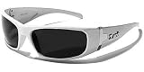 Locs Lunettes de Soleil - Moto - Mode - Conduite - Motard / Mod. Fuel Blanc / Taille Unique Adulte / Protection 100% UV400