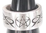 Pentagram Star Print Pattern Symbol Pewter Ring