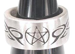Pentagram Star Print Pattern Symbol Pewter Ring