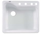 American Standard 7172.804.208 Silhouette 25-Inch Americast Single Bowl Four-Hole Kitchen Sink, White Heat