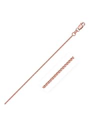 1.1mm 14K Rose Gold Diamond Cut Round Wheat Chain
