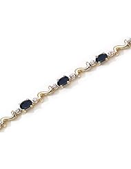 14K Yellow Gold Oval Sapphire and Diamond Bracelet