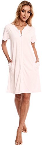 Womens Patricia Terry Cotton Knit Full Front Zip Duster Robe