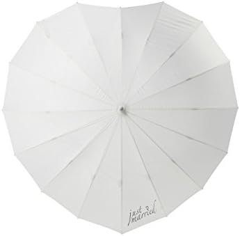 Heart Shaped Bridal Wedding Umbrella "Just Married", IVORY