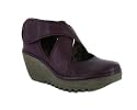 FLY LONDON YOGO LEATHER VELCRO WEDGE SHOES PURPLE
