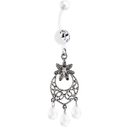 Bioplast Clear Majestic Lily Chandelier Belly Ring
