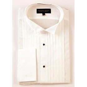 Daniel Gray Solid White Traditional Pleated Tuxedo Shirt