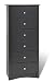 Prepac 6 Drawer Black Lingerie Chest
