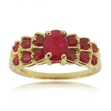 New Fine 10K Yellow Gold Ladies Ring w Genuine Red Ruby