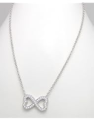 Infinity Heart Pendant Necklace 925 Sterling Silver Cz Diamond 18" Adjust. Up to 19" - GIFT BOXED