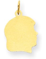 14k Plain Medium .011 Gauge Facing Right Engravable Girl Head Charm