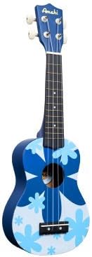 Amahi DDUK8 Tropical Soprano Uke w/bag, Blue Flower Design