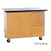 Diversified Woodcrafts 4332KF-RS Solid Oak Wood Mobile Instructor's Desk with Storage and Rod Sockets, Flat ChemGuard Top, 36" Width x 84" Height x 16" Depth