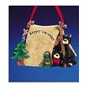 HAPPY CAMPERS TWO BLACK BEARS IN TENT - 3.25" FLATBACK RESIN " HAPPY CAMPERS" TWO BLACK BEARS IN TENT FOR PERSONALIZATION ORNAMENT