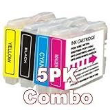 5-PACK Compatible InkJet Cartridge for Brother MFC-240 / 440CN / 665CW / 845CW / 5460CN / 5860CN / 3