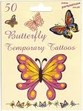 Assorted Pack of 50 Butterfly Tattoos
