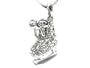 Adorable 3-D Ice Skate Charm Necklace with TONS of Crystals! Silver Tone