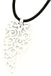 Necklace and Pendant Set - Sterling Silver Fancy Design Heart Pendant with 18" Cord Necklace