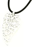 Necklace and Pendant Set - Sterling Silver Fancy Design Heart Pendant with 18 Cord Necklace