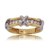 14KT Two Tone Gold X Anniversary Wedding Ring - Diamond