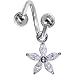 Crystalline Gem Lily Flower Solitaire Spiral Twister Belly Ring