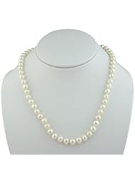 Easigo Jewelry Freshwater Pearl Necklace 18" long 7.5mm in 14k White Gold