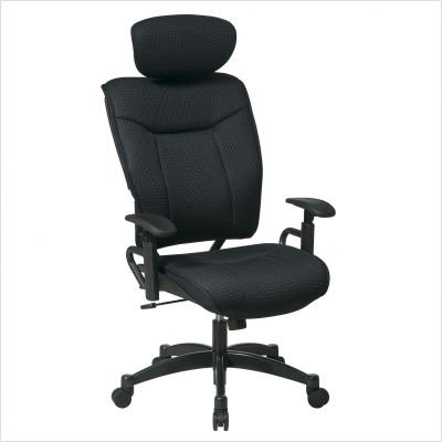 SPACE Collection Deluxe Black Mesh Managers Chair with Adjustable Headrest Adjustable Arms and Gunmetal Finish Base