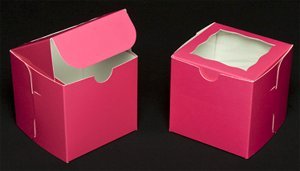 Goldas Kitchen Cake Box   4 × 4 × 4   Window   Pink   10 pack