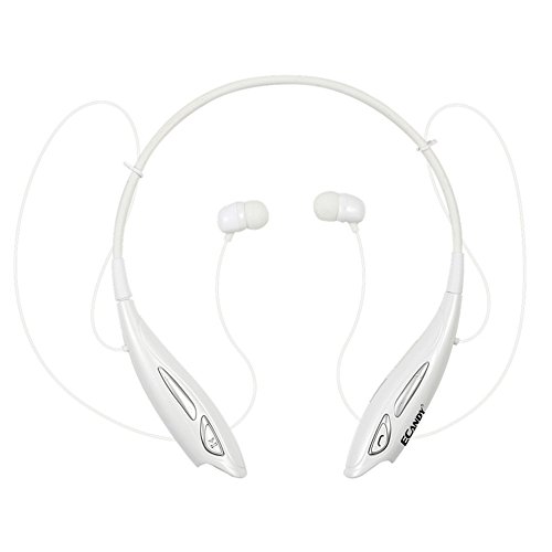 Bluetooth Headsets:Ecandy Bluetooth 4.0 Noise Cancelling Wireless Stereo Sport Headset Headphones for Apple iPhone 6/5s/5c/5, iPhone 4s/4, Samsung Galaxy S5/S4/S3, LG, PC Laptop, and Other Bluetooth Device,White