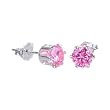 Sterling Silver 4mm Pink (October) Cubic Zirconia Stud Earrings