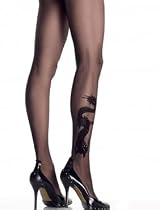 9910 Dragon Tatoo Sheer Pantyhose, Black, One Size