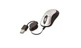 Kinamax MS-UES2 Mini High Precision USB 3-Button 3D Optical Scroll Wheel Mouse with Retractable Cable (Black)