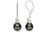 Michiko 8-9mm Cultured Tahitian Pearl 14K White Gold Leverback Earrings