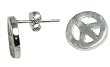 10mm 925 Sterling Silver Peace Sign Stud Earrings - With Gift Box